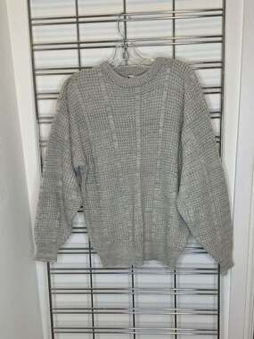 Vintage 1989 Fall Saturdays Gray Acrylic Crewneck Pullover Sweater